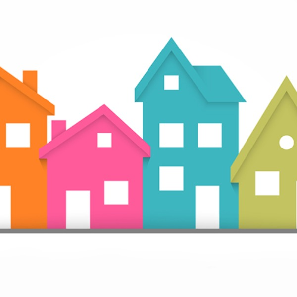 clipart of row of colorful houses